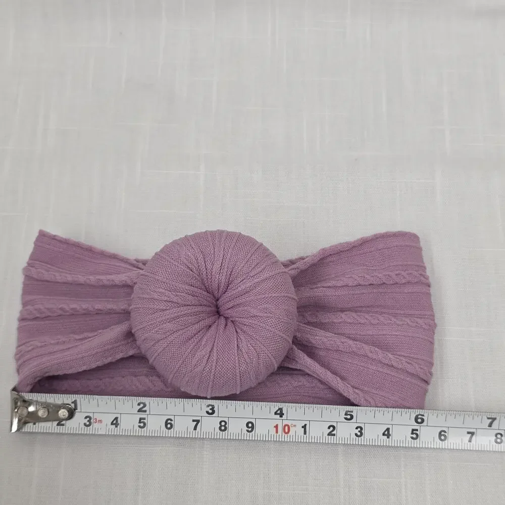 2 Baby Toddler Knit Donut Headwrap Headbands Ivory Pink Stretch